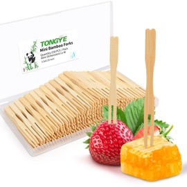 Appetizer Forks Mini, Disposable Mini Fork for Appetizers, Two Prongs Fancy Toothpicks for appetizers Fruits, Charcuterie Forks, Small Tiny Bamboo Wooden Cocktail Picks Forks 3.5 Inch. (150 PCS)