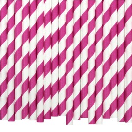 Pink & White Striped Paper Straws (6mm x 200mm) - Pack Size 500 - FSC Certified/Food Safe/PFAS Free/Biodegradable/Eco-Friendly/Durable/Suitable for All Occasions