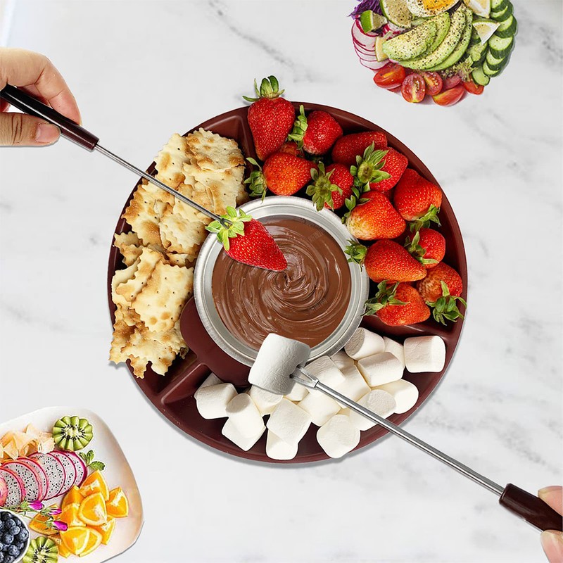 Aoresac Electric Fondue Maker Set With 2 Forks/Removable Serving Tray
