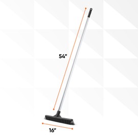 Superio 16"" Slim Silicone Salon Broom - Carpet Rake for Liquid, Human Hair, Pet Hair, and Fur Space Saving and Easy to Wash, Gray, 1281-993