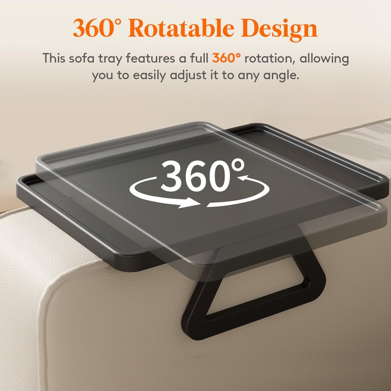 Lifewit Plastic Rotating Couch Armrest Table, Adjustable Sofa Arm Clip
