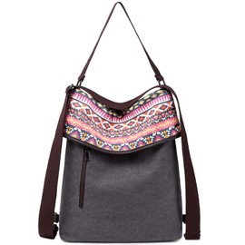 Travistar Women's Canvas Shoulder Bag, Backpack, Large Handbag, Vintage Women's Shoulder Bag, Anti-theft Bag, Women's Hobo Bag for Everyday Life, Office, School, Excursions, Shopping Canvas, Printed grey 02