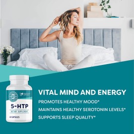 Vimergy Vimergy 5-HTP Capsules?C Clean Formula Supporting a Healthy Mood, Better Sleep and May Enhance Serotonin Levels.* Kosher and Vegan. ?C (60 ct.)