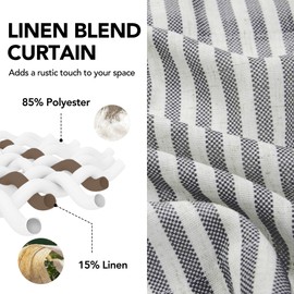 Deconovo Striped Window Curtain Valances for Kitchen, Rustic Faux Linen Rod Pocket Bathroom Curtains,Navy,50W x 18L,1 Panel