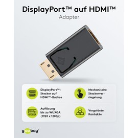 Wentronic 19 Pin HDMI Jack to 20 Pin DP Plug Display Port Adapter