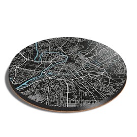 1 x Round Coaster - Manchester Urban Street Map Cork Backed MDF Glossy Tea Coffee Accessory #3447