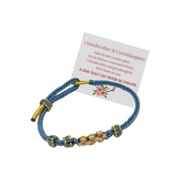 To My Granddaughter Bracelet "A Link That Can Never Be Undone"Peach Blossom Bracelet,Adjustable Braided Bracelet for Women, Inspirational Birthday Jewelry Christmas Stocking Stuffers for Women (blue)