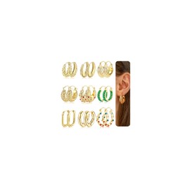 MILACOLATO Hoop Earrings Gold for Women Hoop Earrings Gold 14K Gold Plated Small Small Hypoallergenic Medium Heart Surgical Steel Women's Earrings Jewellery Women