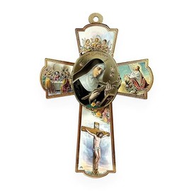 GCK Saint St Rita of Cascia 8 Inches Wood Wall Cross Religious Gift, Brown