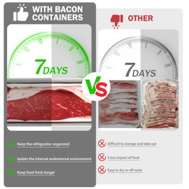 spaclatio Bacon Container for Refrigerator, 1 Pack 304 Stainless Steel Airtight Deli Meat Storage Containers with Lids for Fridge, Dishwasher Safe Food Storage Fruit Storage Containers(46 OZ)