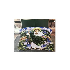 Soft Blanket Queen Size 76” x 82” Fleece Embossed Blanket - 1 Ply Reversible Silky Soft Plush Warm Blanket for Winter All Seasons Home Bedding (St. Jude/San Judas Tadeo)