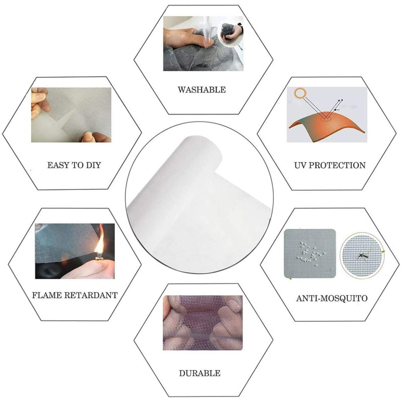 CICINIO 簡易網戸, 窓用防虫網, DIYネット, 130×150cm/150×200cm, 取り付け簡単, 通気性 (ホワイト150*200cm)