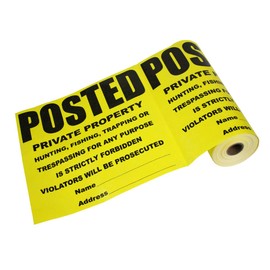 200 Per Pack Custom Posted Yellow Private Property Sign by WristCo - 11" x 11 " Outdoor, Weatherproof Tear- Resistant Tyvek High Visibility for Warning No Trespassing Hunting Fishing Trapping, Made in USA