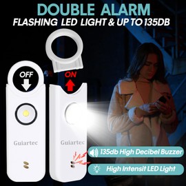 Rechargeable Personal Safety Alarm for Women, 135 dB Loud Self Defense Keychain Siren with LED Strobe Light, Personal Emergency Security Safe Devices Key Chain Alarms for Women Kids Elderly (White)