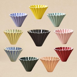 Boxonly Kiln Blue Ceramic Pour Over Coffee Dripper - Origami-Inspired 10.3×7.8cm V60 Filter Cone, Deep Groove Design Promotes Balanced Water Flow and Heat Retention for Smooth, Hand Brewed Coffee