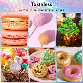 Edible Glitter - 4 Colors Luster Dust Edible-Gold,Green,Pink,Rainbow,100% Food Grade Edible Glitter for Easter Drinks, Cakes, and Cookie Decoration, Vegan-Friendly Edible Luster Dust（0.18oz）