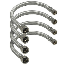 Highcraft Faucet Hose Connector 12" Length, 1/2" IPS X 3/8" Comp FIP Flexible Braided Stainless Steel Supply Line, Bathroom Kitchen Sink Extension Lead-Free (4 Pack)