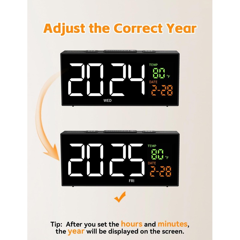 Netzu Alarm Clocks for Bedrooms, Digital Clock with Date Temperature