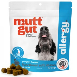 MuttGut® Dog Allergy and Immune Chews - Itch Relief for Dogs with Skin & Coat Support - Allergy Relief for Dogs Itching & Licking - Pet Allergy Chews for Seasonal Allergies - 60 Soft Chews