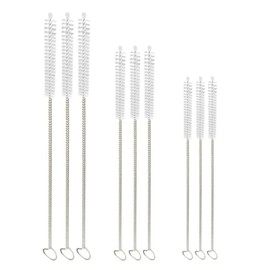 Kingsie 9 Pcs Straw Brushes, 3 Sizes Stainless Steel Nylon Tube Brush, Extra Fine Point, Long Test Tube Brush Water Bottle Spout Brush Reusable