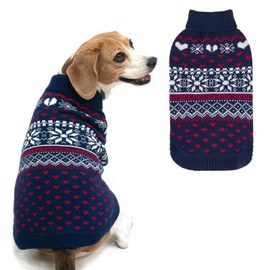 SCENEREAL Dog Sweaters for Large Medium Small Dogs, Warm Puppy Clothes Soft Turtleneck Sweatshirt, Knitted Ugly Dog Christmas Sweater Pet Outfits, Argyle Xmas Pet Cold Weather Coat for Girls Boys