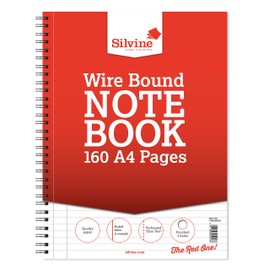 Silvine A4+ Twin Wire Notebook - Lined with margin, 160 pages of 75gsm paper. Ref TWA4RPFM (221.5 x 297mm) single