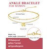 FOCALOOK Initial W Anklet, 14K Gold Plated Charm Anklet Bracelets,