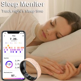 CNBRO Smart Ring for Women Ladies Fitness Tracker Heart Rate Monitor Sleep Tracker Health Ring Step Counter Calories Waterproof Fashion Smart Rings for Android iOS Phones