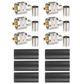 Anina 6-Pack UHF Male Crimp Connector for LMR400, KMR400, RG8, RG8U, RG213 Coaxial Cable PL259 Coax Adapter with Pre-Fixed Pin & Waterproof Heat Shrink for Ham CB Radio Antenna