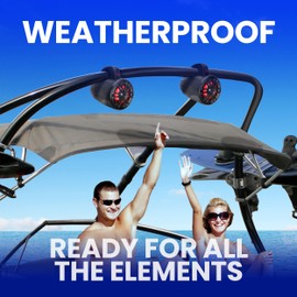 BOSS Audio Systems MRWT40RGB 4 Inch Marine Wake Tower Speakers - Full Range, 2-Way, IPX5 Rated, Multicolor Illumination, Sold in Pairs