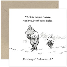Old English Co. Winnie The Pooh Birthday Card for Friend - Friends Forever Quote from Winnie The Pooh and Piglet for Sister, Cousin, BFF - Thinking of You Sympathy Card | Blank Inside with Envelope