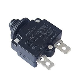 KUOYUH USA 10 Amp 88 Series Quick Connect Terminals Push-to-Reset Thermal Circuit Breaker with Transparent Waterproof Button Dust Cover (1 Pack)