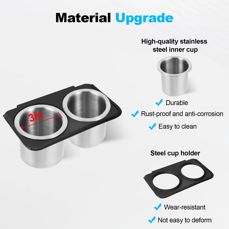 Middle Row CupHolder, Dual Rear Cup Holder Compatible with 2015-2020
