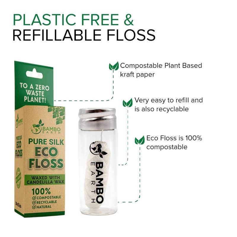 Biodegradable Mint Dental Tooth Lace Floss With Refillable & Reusable