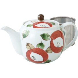 Hasami Ware 60184 Pot, Maru Camellia Pattern (Super Stainless Steel with Tea Strainer), Capacity Approx. 24.6 fl oz (725 ml), Made in Japan