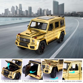 BGHSCA 1:24 Benz G63 Pull Back Alloy Car Model, Toy Car with Sound and Light Effects, High Performance Model Toy Vehicle Gift for Boys and Girls Aged 3+ Years (Golden)