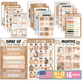 Hadley Designs 16 Educational Posters for Toddlers 1-3 - Learning Poster for Kids Ages 3-5, Alphabet Chart Playroom Homeschool Daycare & Classroom Decor, Kindergarten & Preschool Classroom Must Haves