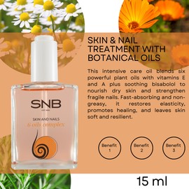 SNB Professional Complex 6 Oils 15 ml for Skin and Nails - Intensive Care with 6 Plant Oils, Vitamin E, Vitamin A and Bisabolol - For Dry Skin and Brittle Nails, Soothing, Regenerating