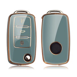 Cacacar - Funda para llave de VW Volkswagen (poliuretano termoplástico) suave de alta calidad, protector de 360 grados, para VW Jetta Golf Polo MK7 Passat Tiguan Escarabajo, color gris