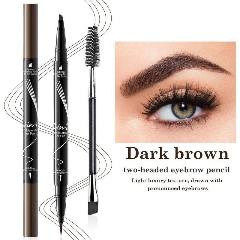 2-in-1 Waterproof Eyebrow Pencil - Dual Ended Eyebrow Pencil with