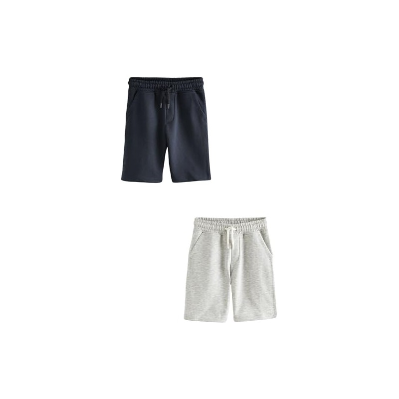 NEXT Basic Jersey Shorts Pack of 2, Navy/Charcoal, 7 years