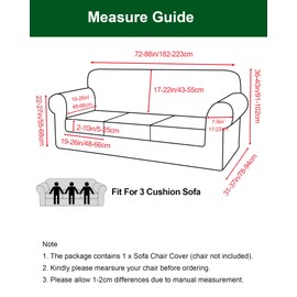 CRFATOP 4 Piece Soft Couch Cover for Dogs Cats Stretch T Cushion Sofa Slipcover for 3 Separate Cushion Couch Covers Washable Sofa Furniture Protector with 3 Individual Cushion Covers,(Large,C08)