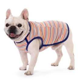 Dog Shirts, French Bulldog T-Shirt, Cotton Striped Tank Top, Color Blocked Tee for Small Dogs, Stretchy & Breathable Puppy Vest, Four Seasons Pet Clothes