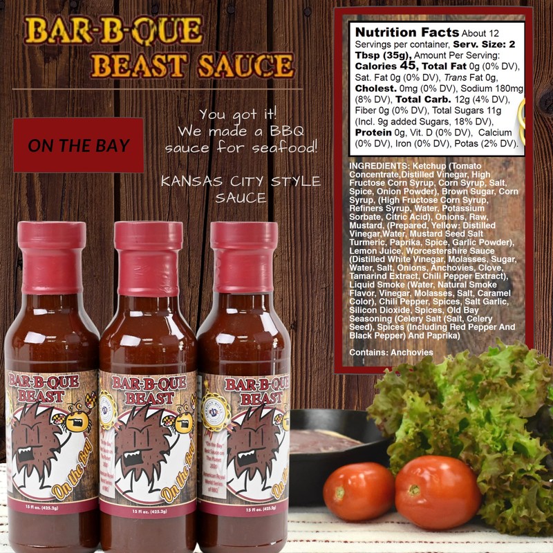 Bar-B-Que Beast BBQ Sauce, Flavor -On the Bay, Pack of