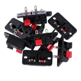 Speaker Terminal, Push Type, 2 Positions, 10 Pieces, Push Type Speaker Terminal, Speaker Terminal, Perfect for Your Own Speakers, Push Jack, Audio, Spring Load (3 PoGoods)