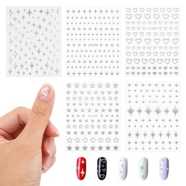 PACKOVE Pegatinas Adhesivas Para Uñas Estrellas Plateadas 5 Hojas Para Decoración De Uñas Manicura Diy Fácil De Usar Accesorios Para Mujer