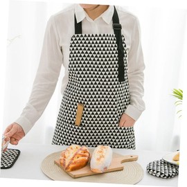 LIFKOME 5pcs Adjustable Cotton Canvas Apron Set Pockets for Kitchen Includes Apron Oven Mitt Heat Resistant and Napkin for Cooking and Baking