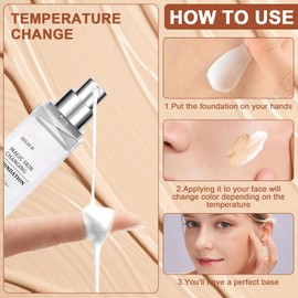 Pack of 2 Foundation Colour Changing, Foundation Colour Changing, Moisturising Foundation Make-Up, Brightening Colour-Changing Foundation for Mature Skin, Natural Brightening, Perfect Makeup