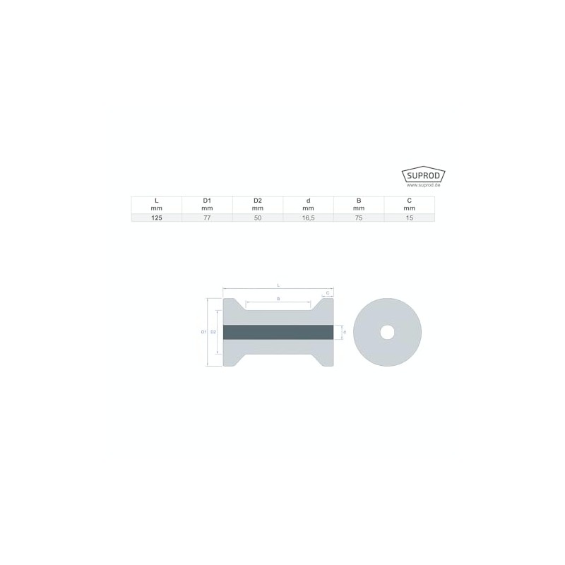 SUPROD Polyurethane Slide Roller Keel Roll Bobbin PU 125 mm