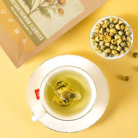 Natural Chrysanthemum Tea,20 Individually Wrapped Tea Bags, Premium Dried Chrysanthemum Whole Buds,Caffeine-Free,Herbal Tea,Wellness Gifts,Easy to Carry for Office,Business Trips,Travel,and Camping